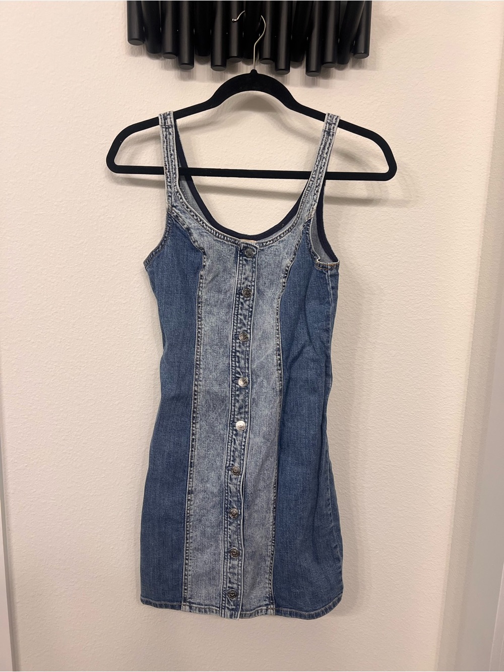 Hollister Light and Dark Blue Two-Tone Denim Dress